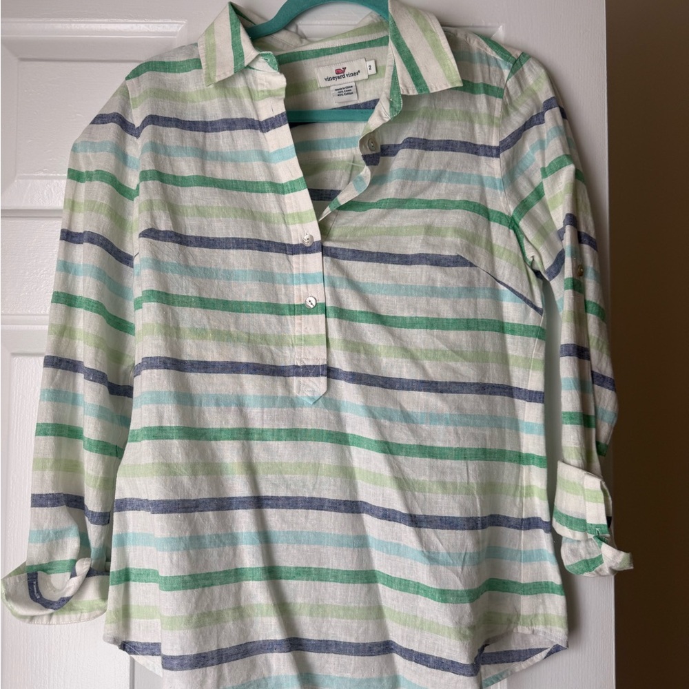 Striped Long-Sleeve Shirt - Blue & Green